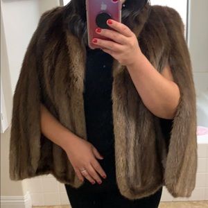 Genuine Mink fur Capelet Cape jacket